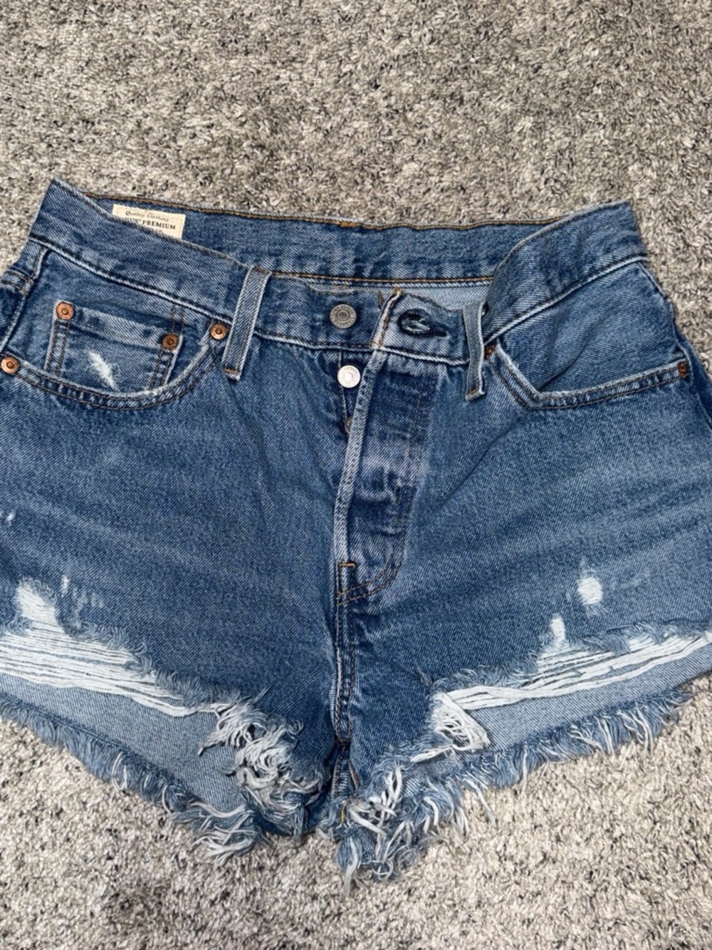 Levi's Blue Distressed Cutoff Denim Shorts